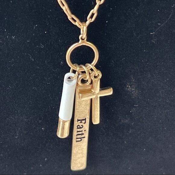 Faith Triple Charm Necklace by Jane Marie • NWT - Picture 3 of 6